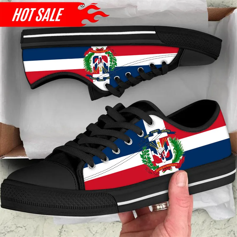 

Dominican Republic Flag Print Canvas Shoes For Women Lightweight Flats Low Tops Sneakers Outdoor Chaussure Femme