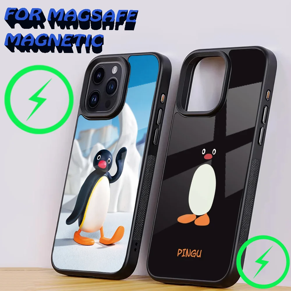 Cartoon P-Pingu Penguin Phone Case For iPhone 15,14,13,12,11,Plus,Pro,Max Mini Magsafe Magnetic Wireless Charging