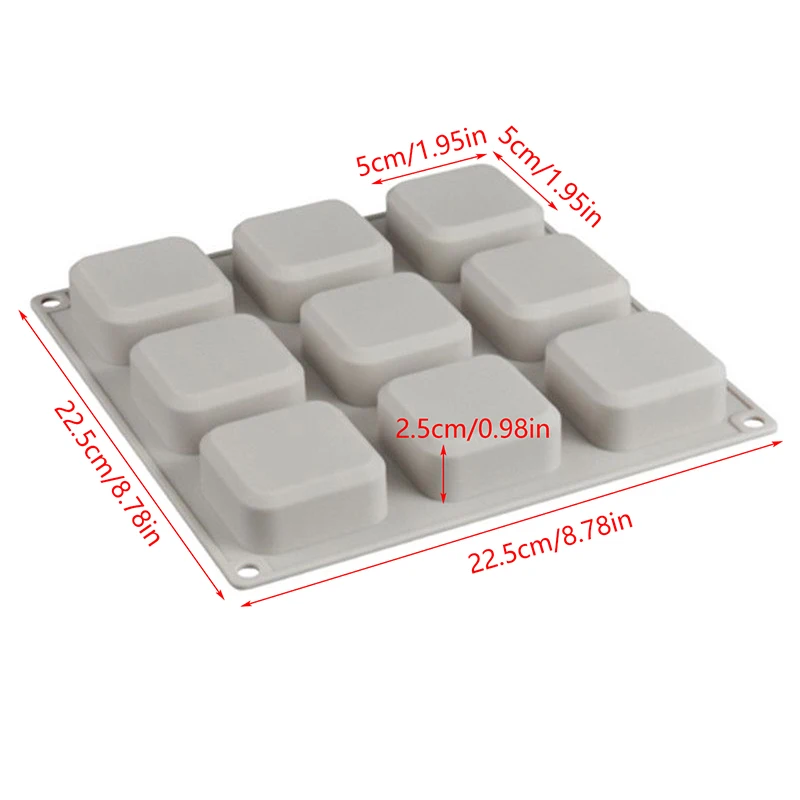 NEW 9 Cavity Soap Molds Silicone Mold For Making Handmade Soap Lotion Bar Square Rectangle Reusable Silicone Soap Making Molds