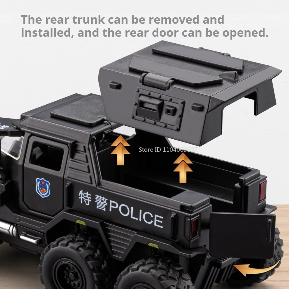 1:32 Conqueror Sabertooth Modello di auto blindata Giocattoli Pressofuso in lega Veicoli fuoristrada Tirare indietro Suono Luce Porte aperte Ragazzi Regali