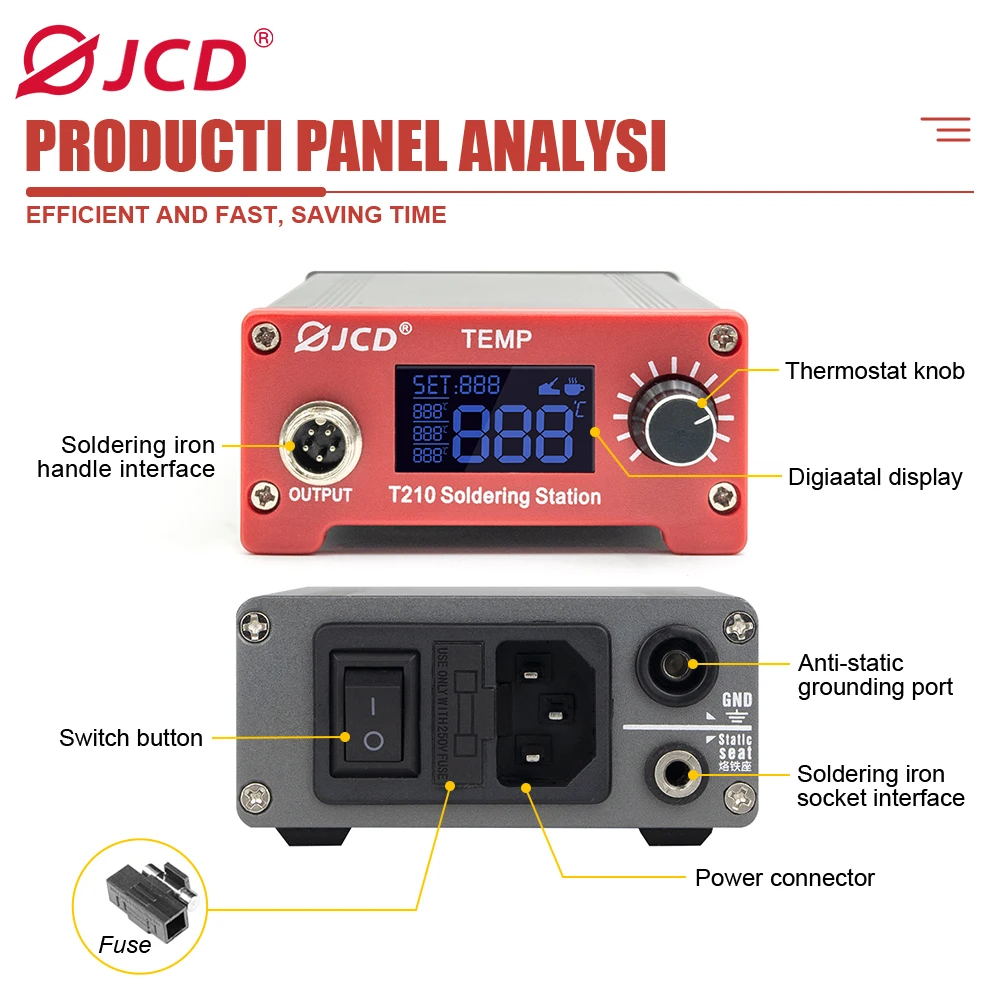 Stazione per saldatore digitale OLED T210 75WTips Stazione di rilavorazione per saldatura temperatura regolabile con strumenti di saldatura con spegnimento automatico JCD