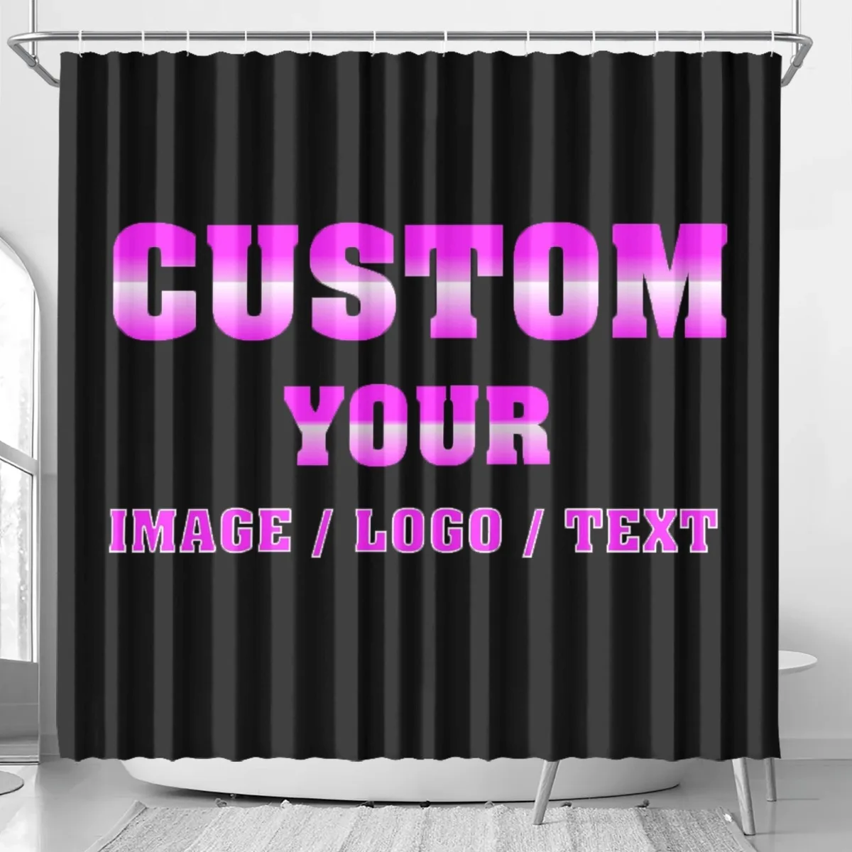 ستارة دش مخصصة للصور - تتميز بطباعة صور ثنائية الأبعاد مخصصة، مصنوعة من البوليستر المتين، وتتضمن 12 خطافًا تعليقًا. #3