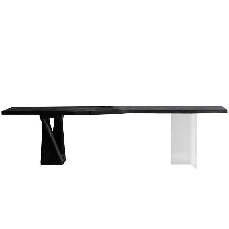 

Wabi Silent Ash Wood Carbonized Tea Table, Log Special-shaped Household Tea Table Tea Table