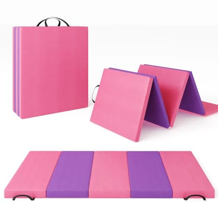 Folding Gymnastics Mat, Exercise Mats and Gymnastics Tumbling Mats, Thick Portable Home Gym Floor Pad for Yoga, Pilates, Aerobi