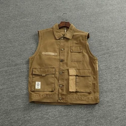 Patchwork stitching vest vest Spring and autumn men and women couples American outdoor multi-pocket sleeveless coat