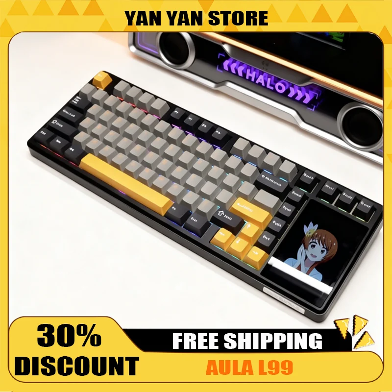 

AULA L99 Screen Display Mechanical Keyboard Wireless Customization Touch Tri-mode Bluetooth Office Esports Game Dedicated 84keys