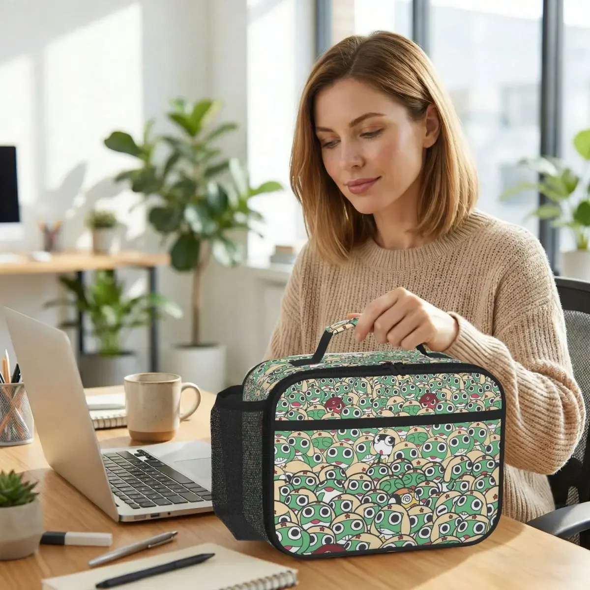 sergeant-keroro-frog-bolsa-termica-isolada-para-mulheres-caixa-termica-para-escritorio-caixa-termica-para-alimentos-recipiente-a-prova-de-vazamento