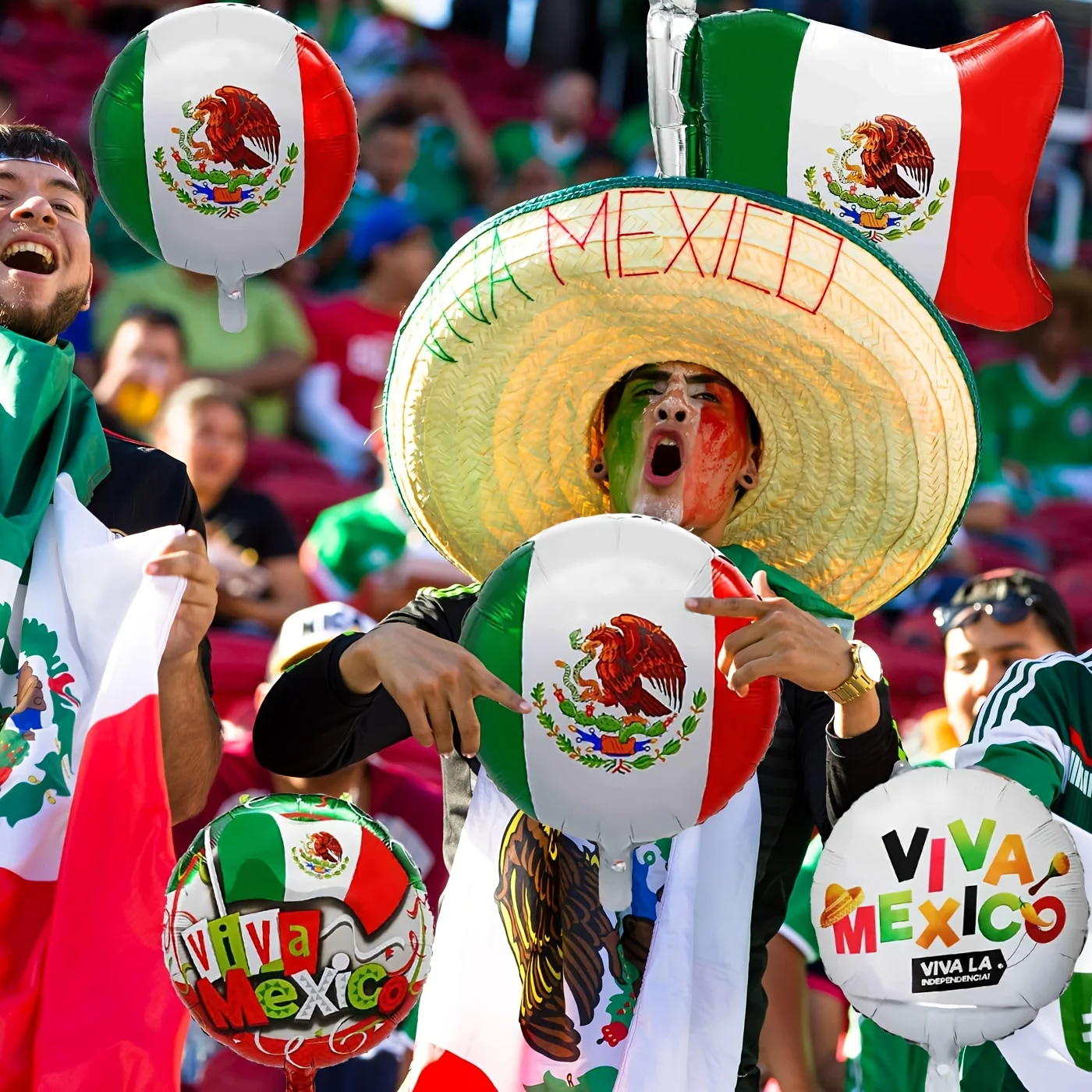 Decoración para Fiesta del Día de la Independencia de México, Globos de Papel con la Bandera, Artículos para Fiesta Temática Viva México, Accesorios para Fotos de Celebración del Día de la Independencia