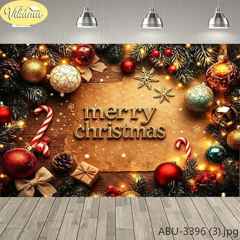 VIKAMA Photography Background Christmas Kraft Paper Vintage Text Backdrop for Party Birthday Photo Booth Home Decor