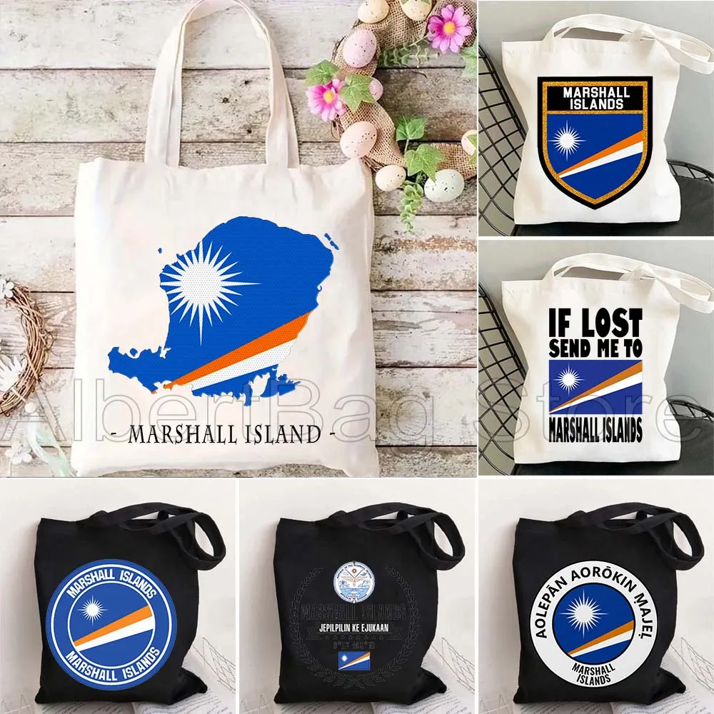 

Marshall Islands Flag Heart Map Emblem Marshallese Patriotic Gifts Large Durable Canvas Tote Bag Shopper Casual Women's Handbag
