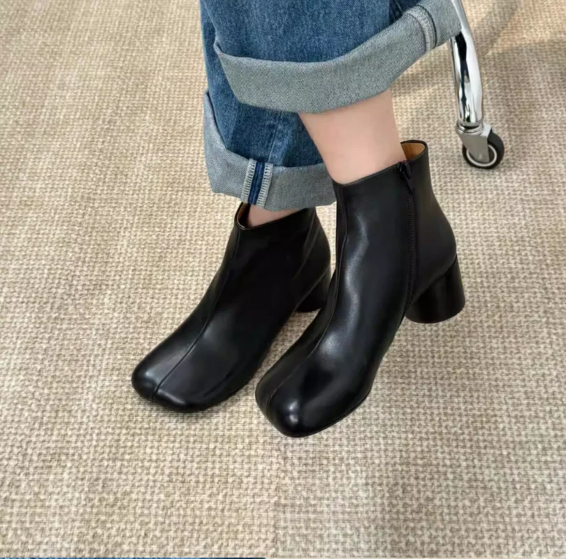 

Square Toe Ankle Boots Women Short Boots Fashion Office Lady Basic Solid Shoe Block Thick Low Heel Botties Women Spring Autumn