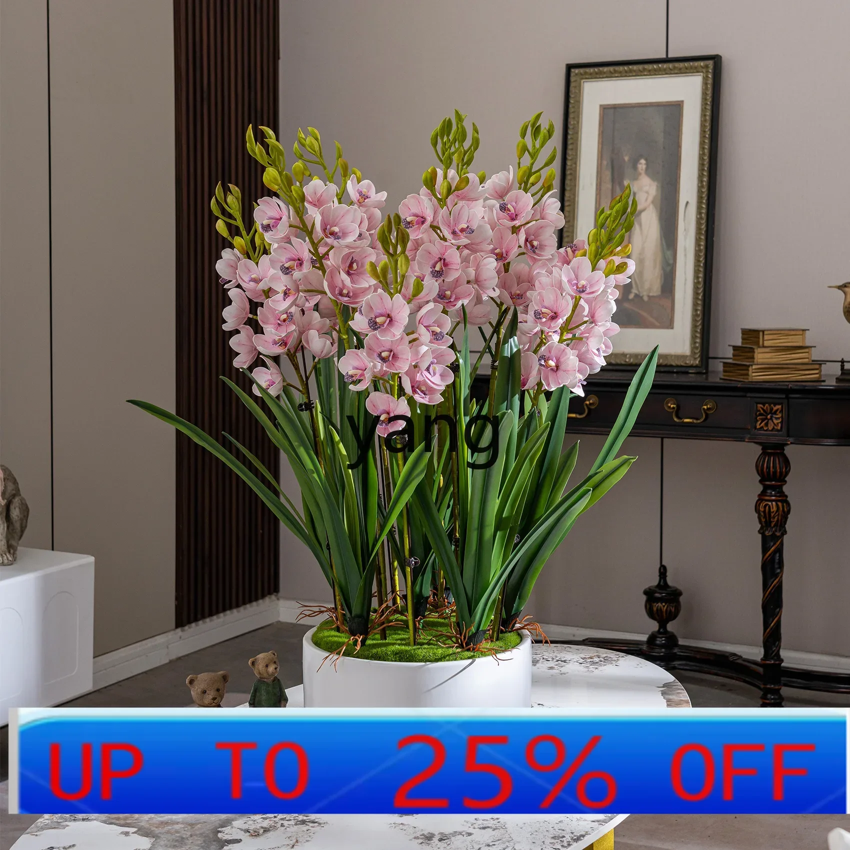 

yjq high-end feel cymbidium simulated flower art living room advanced bionic flower arrangement ornament