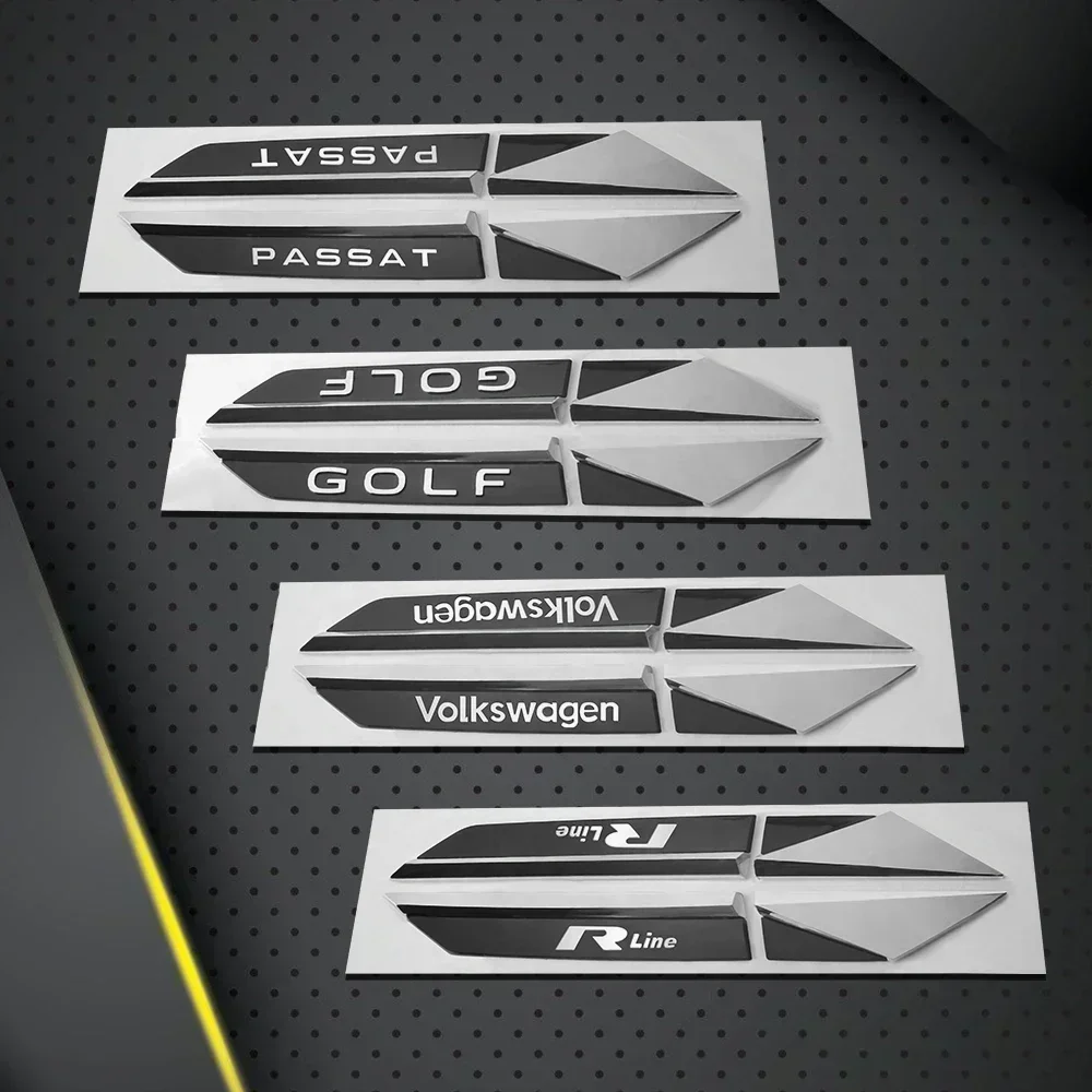 2Pcs 3D Metal Car Fender Stickers Side Body Decoration Badge Decal For Volkswagen VW Golf 4 5 Mk5 6 7 Passat Rline B5 B6 B8 B7 - view 2