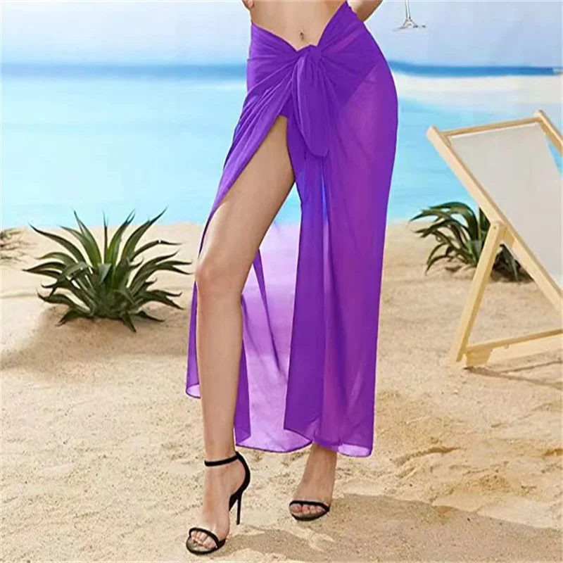 Summer Sexy Beach Skirt Women Beach Wear Chiffon Beach Wrap Skirt Towel Long Sarong Cover Up Sexy Bikini Scarf For Swimwear