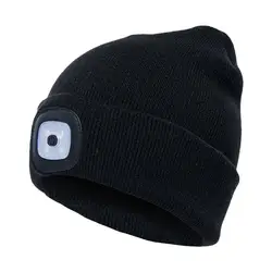 Hat Cap Unisex Beanie Outdoor Cycling Hiking LED Light Knitted Winter Elastic Cap