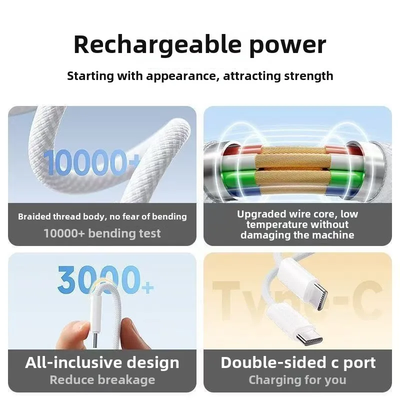 الأصلي 60 واط PD USB-C إلى USB C كابل شاحن سريع لابل آيفون 16 برو ماكس 15 زائد نوع C شحن سريع لشاومي سامسونج