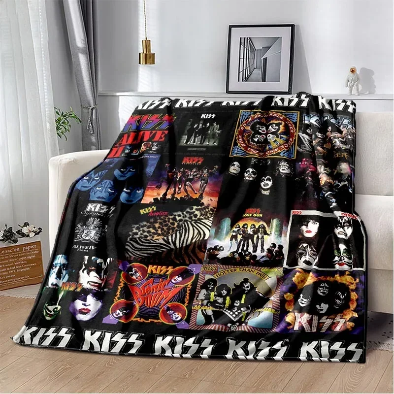 

Мягкое флисовое одеяло с принтом группы KISS, теплый фланелевый плед для спальни, дивана, кресла, идеальный подарок для фанатов