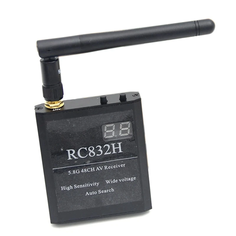 RC832H 5.8G 48CH Video Receiver 12V Automatic Channel Search For TS832 TS5823 TS5828 RC Airplane Helicopter FPV Drone Black