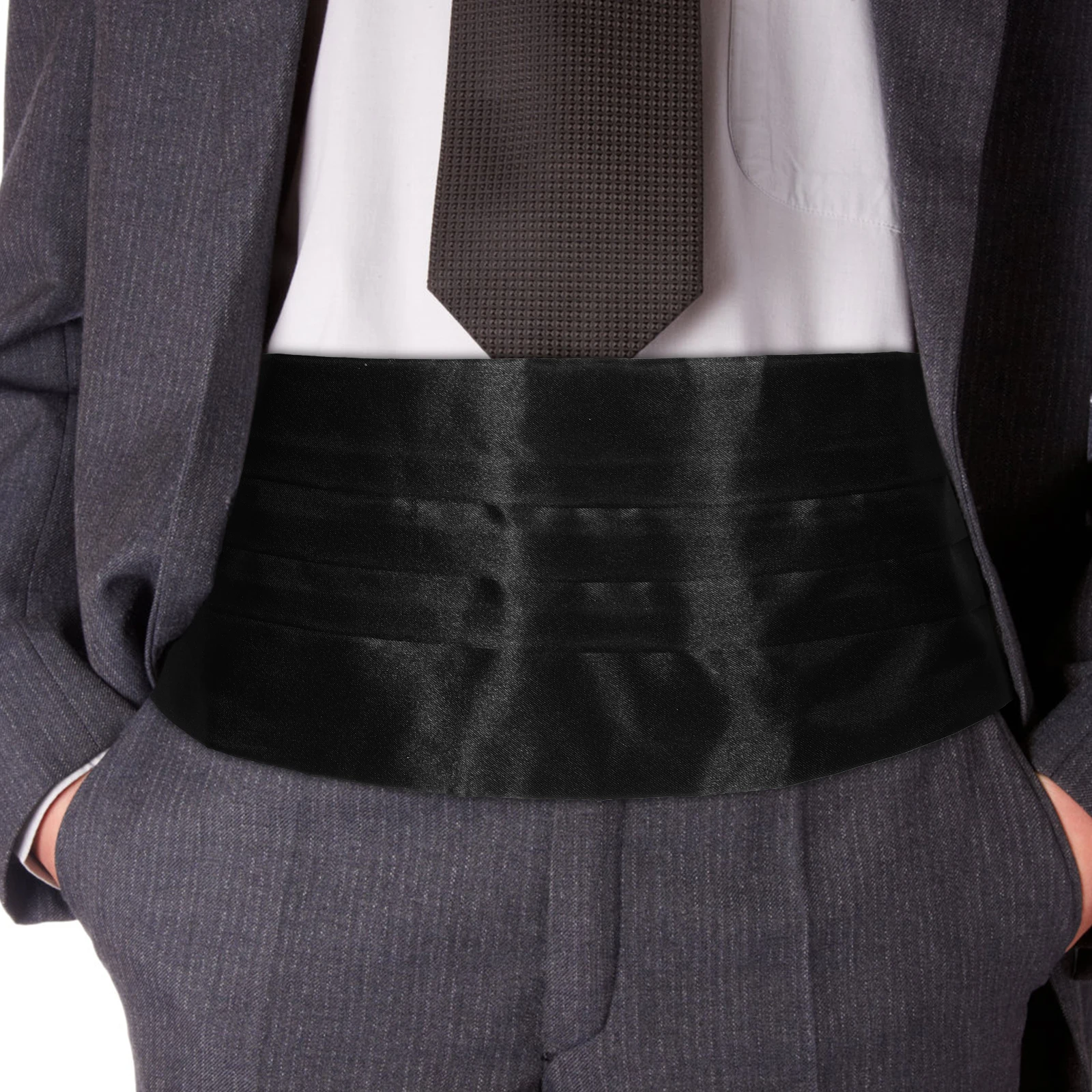 

Satin Cummerbund Adjustable Black Pretied Bow Tie Pocket Square Set Formal Wedding Event Tuxedo Accessories Satin Cummerbund