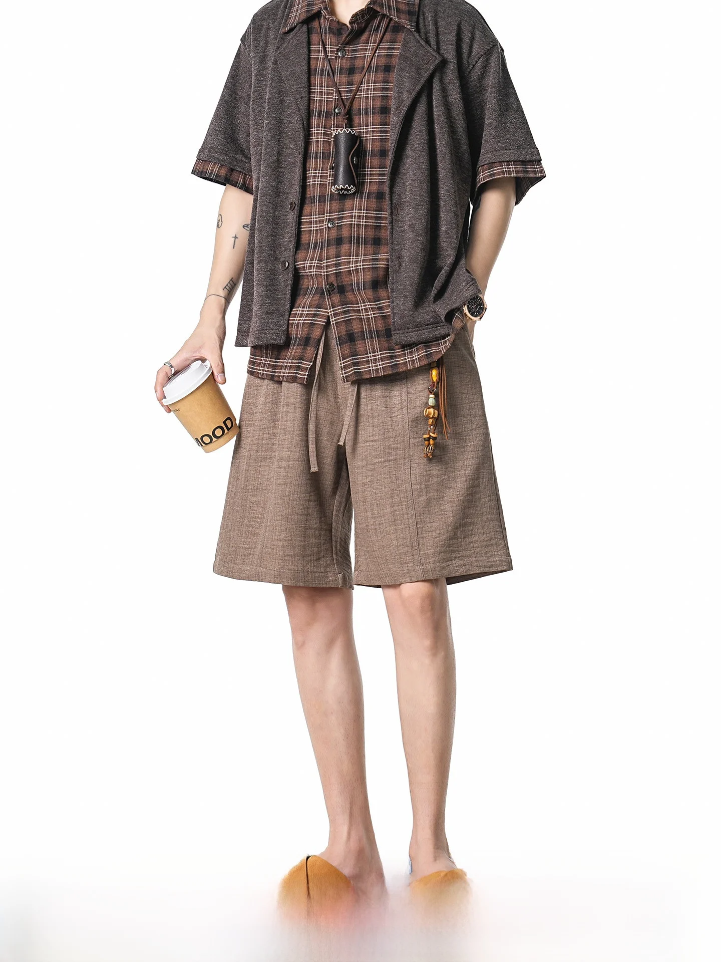 Dream Made Men's Casual Loose Fit Straight Leg Short Pants Breathable Thin Summer Thin Five-Quarter Pants Comfortable Shorts