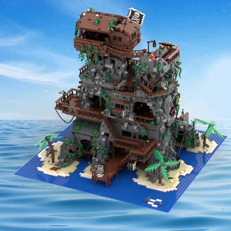 Moc Building Blocks Street View Series Pirate Fortress การวิเคราะห์อิฐ DIY Assembly ของเล่นที่มีชื่อเสียงสําหรับ Childr วันหยุดของขวัญ