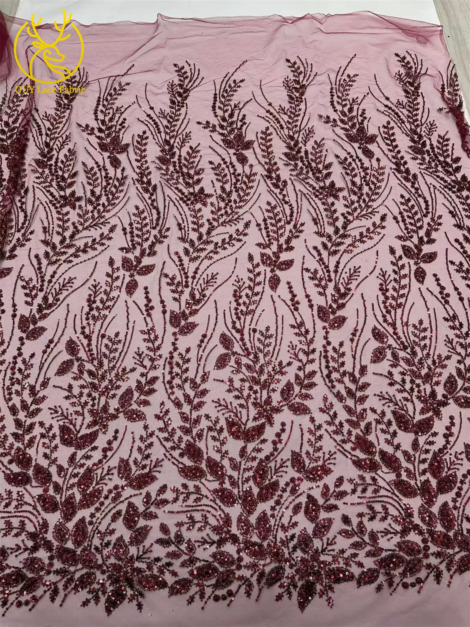 5 Yards grüner afrikanischer Spitzenstoff, hochwertige französische Pailletten, Perlenstickerei, Tüllspitze für nigerianische Frauen, Abendkleid – Detail 17