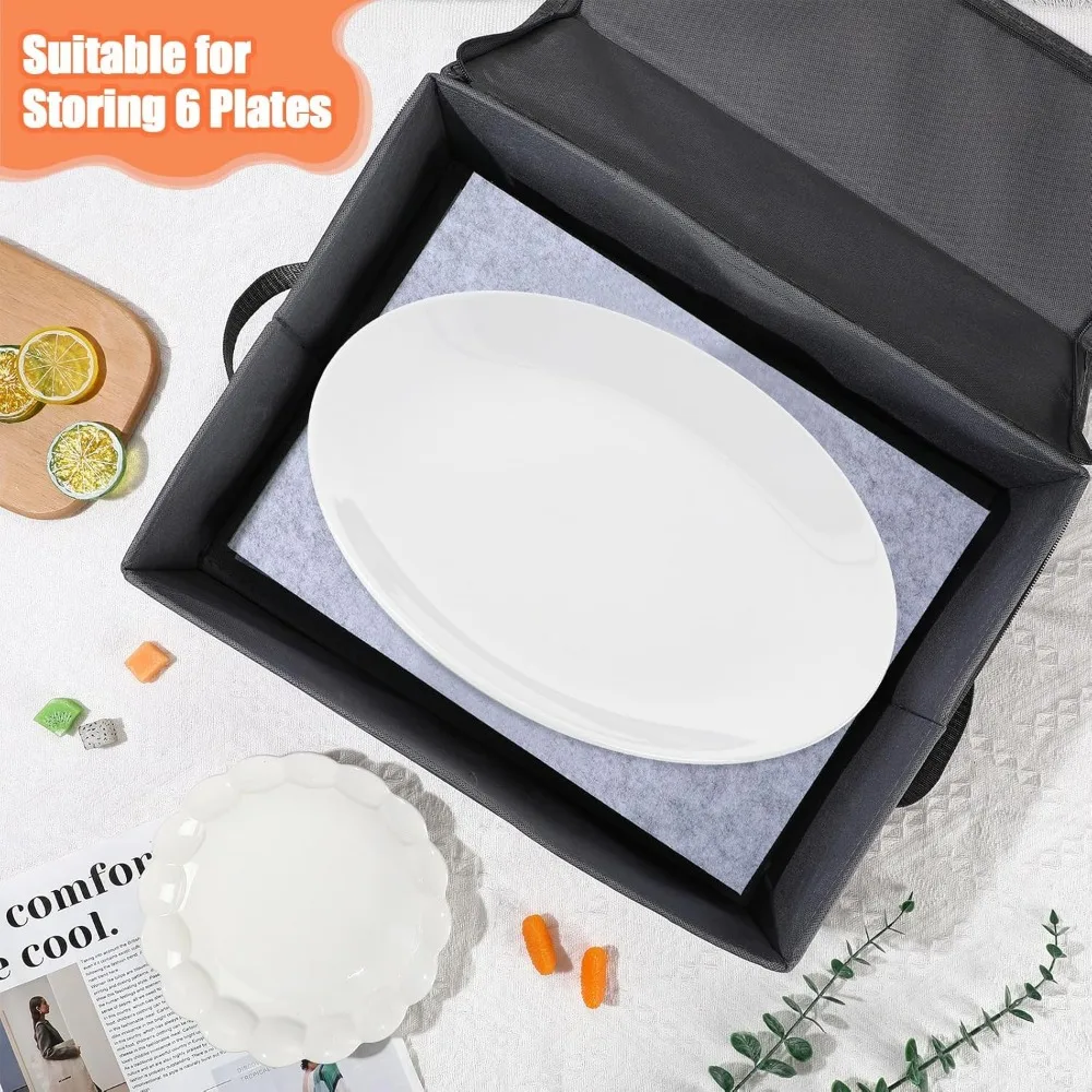 Stackable Hard Shell China Storage Box Set, 17x13x6 Inches, for Moving Supplies with 3 Pcs Platter Holder