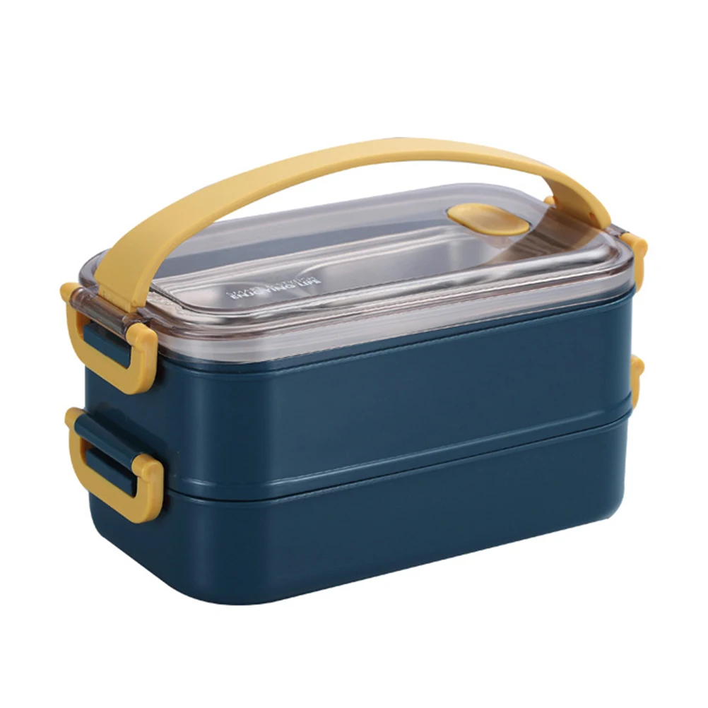

Thermal Lunch Boxes Portable Food Container Stainless Steel Divided Grid Case Student