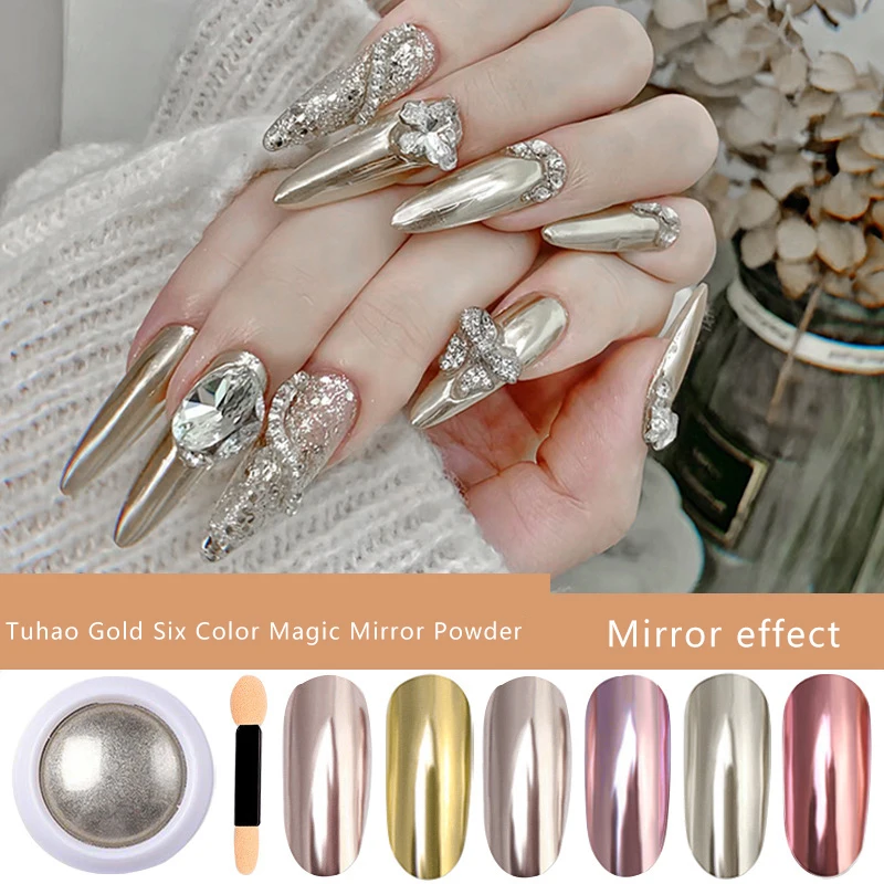 1Box 0.3g Magic Mirror Sequins Rose Gold Glitter Shining Multicolour Nail Art Painting DIY Manicure Decoration Accessory