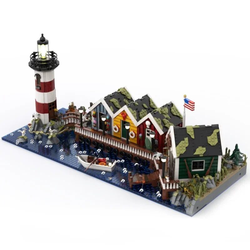 4955PCS Coast Town Diorama Architecture Model Moc Collector's Edition Building Blocks | Learning & Display Toys Gift
