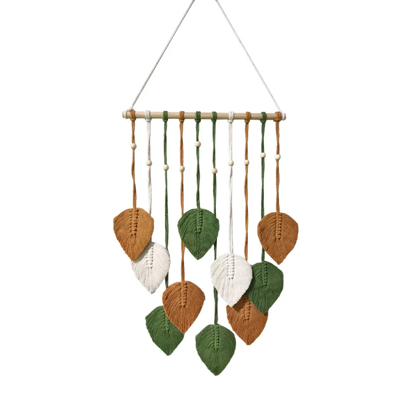 

CX Hand-woven Leaf Tapestry Brown Cotton Rope Finished Decorative Tapestry