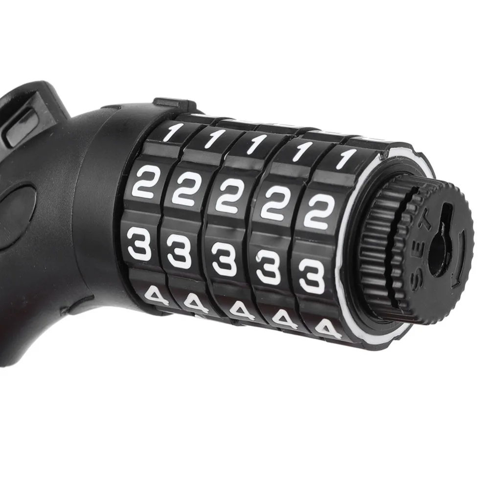 Durable 5-Digit Code Bike Lock with Mounting Bracket 1.2M Length Mountain Bicycle Lock Resettable Easy To Use Coded Lock Cycling