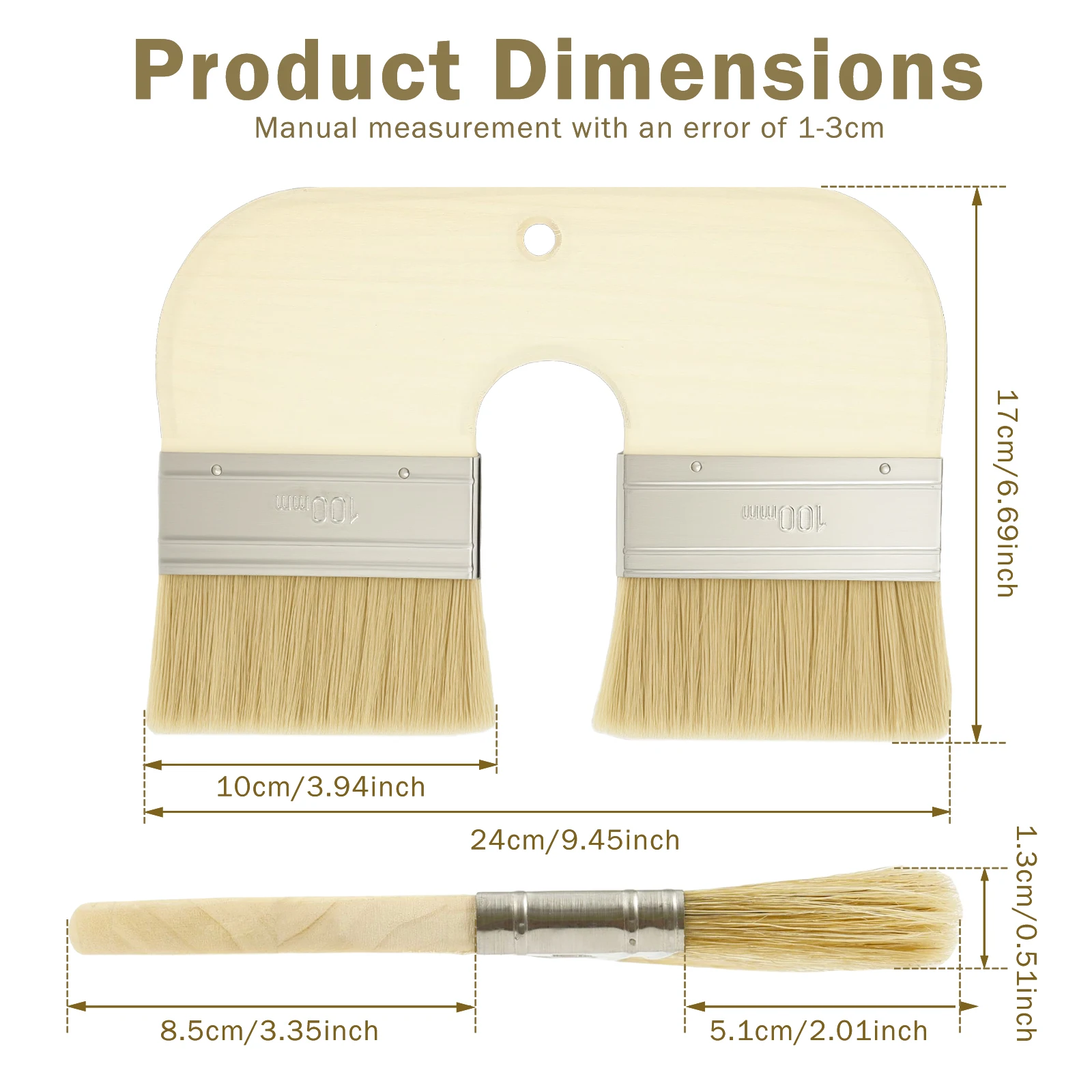Double Paint Brush Professional Double Head Painting Brush Wooden Handle for Paints Glues Stains Watercolor Oil DIY Craft Suppli