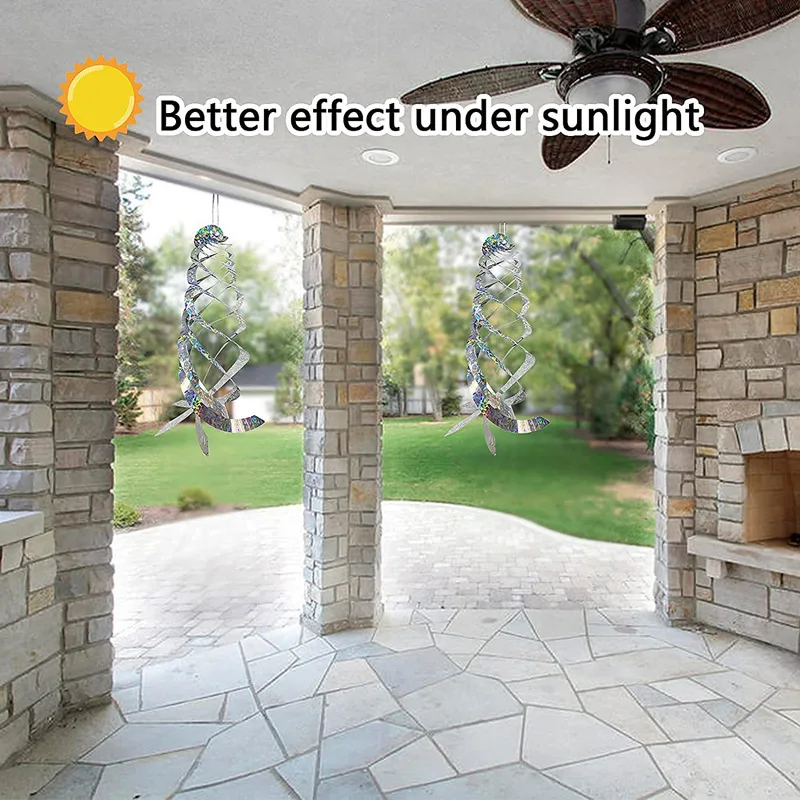 2Pcs Bird Repellent Spiral Reflectors, Hanging Reflective Deterrent, Keep Pigeons Woodpeckers Away From House Garden Pool