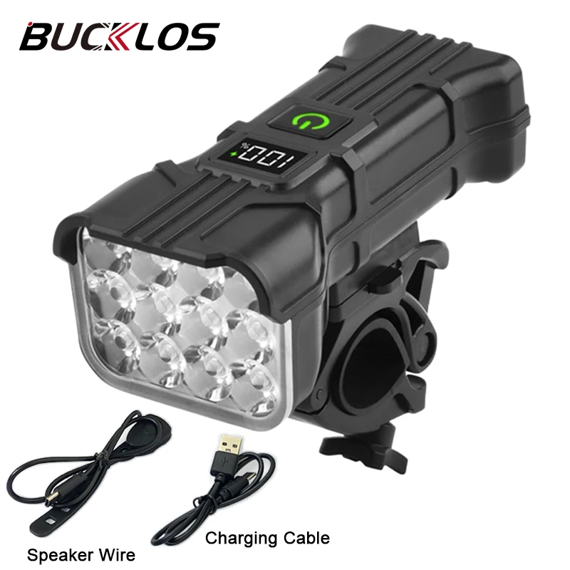 Bicycle Light 140dB 12 LED Loudly Speakers Bike Horn Headlight USB Rechargeable Waterproof Cycling Lamp Bells