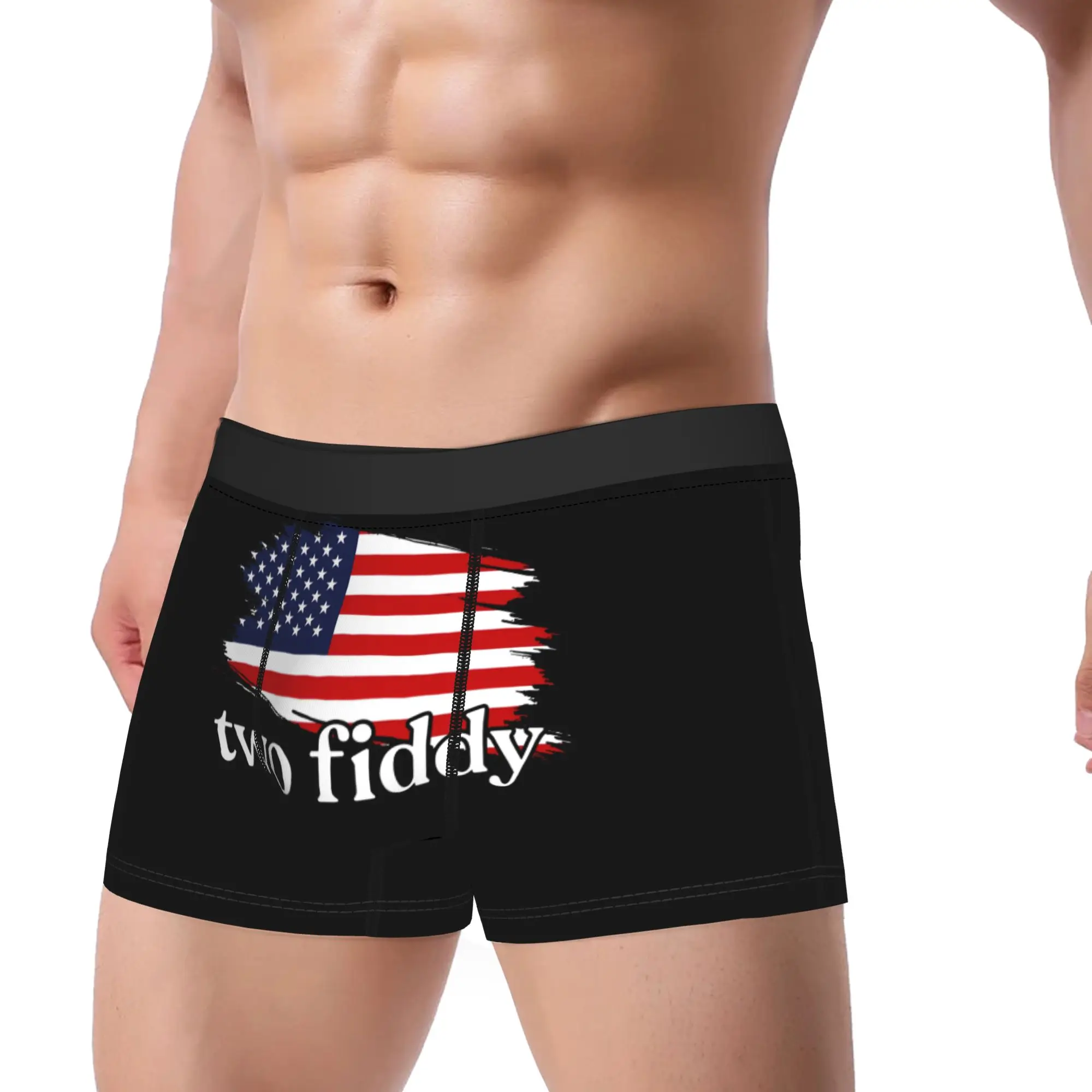 Two Fiddy American Flag Underwear  Men's Underpants Custom DIY Comfortable Boxershorts Quality Shorts Briefs Plus Size 2XL