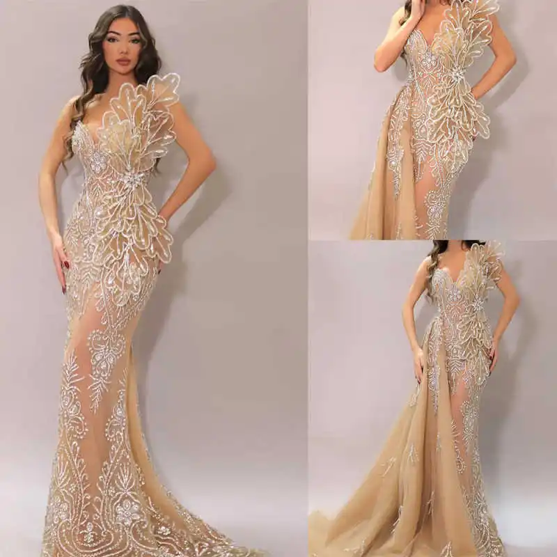 Nouveau Design robes De Soirée sirène perles cristaux dos nu sans manches robes De bal robes De Soirée Robe De Soirée personnalisée