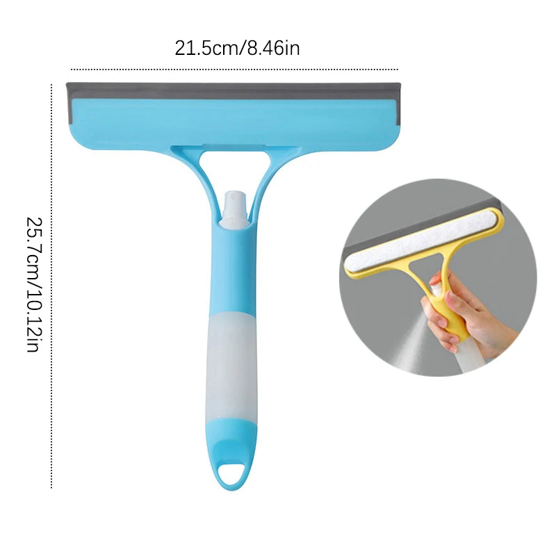 1 pz 3 In 1 spazzola per la pulizia delle finestre tergicristallo per la finestra dello specchio del bagno con Spray lavavetri a doppia faccia tergivetro