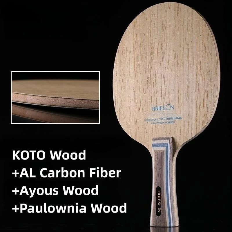Huieson 5-Schicht-Holz 2-Schicht-Aryl-Kohlefaser Tischtennisschläger Leichtgewichtiger Ping-Pong-Schläger DIY-Zubehör – Detail 1