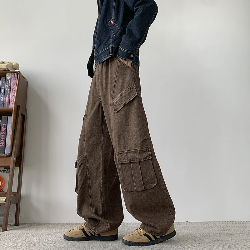 

Men's Cargo Pants Relaxed Fit Durable Loose Straight-Leg Trousers Plus Size Casual Utility Workwear Pants with Multi Pocket