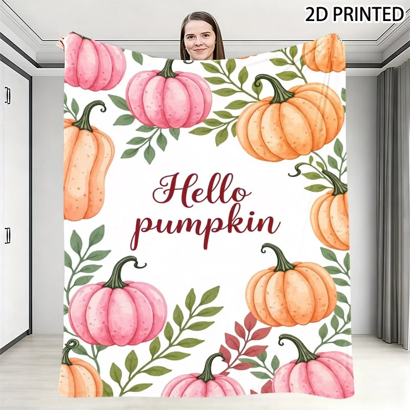 Watercolor Pumpkin Print Soft Throw Blanket with 