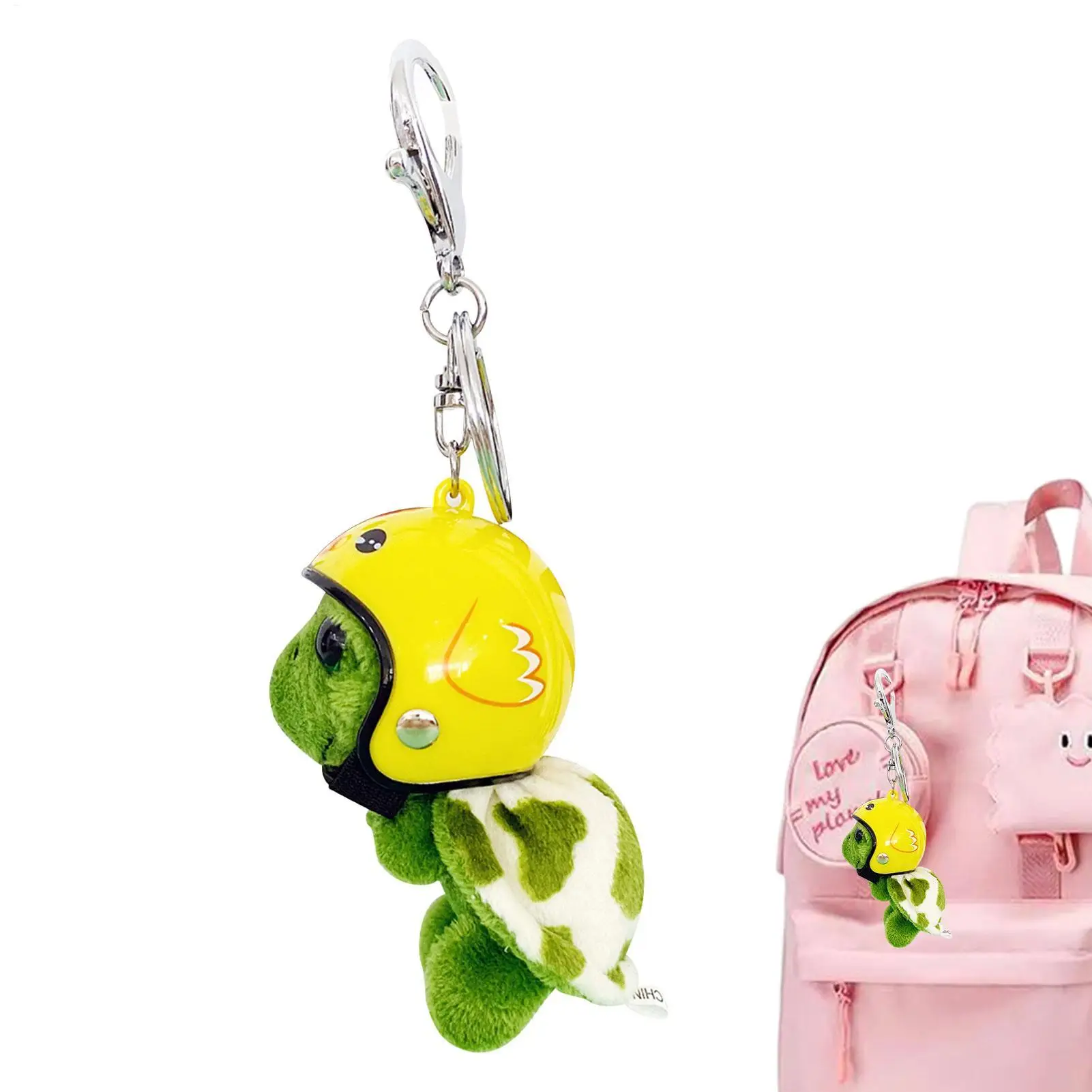 1 個ヘルメットウミガメキーホルダー財布バッグチャームキーホルダーぬいぐるみペンダントキーホルダー動物飾り車の絶妙な装飾