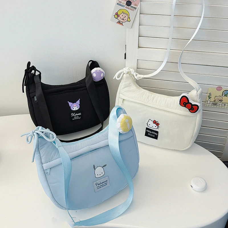 

Новая сумка через плечо Hello Kitty аниме Sanrio Cute Y2K для девушек Kuromi Повседневная универсальная вместительная портативная дорожная сумка через плечо