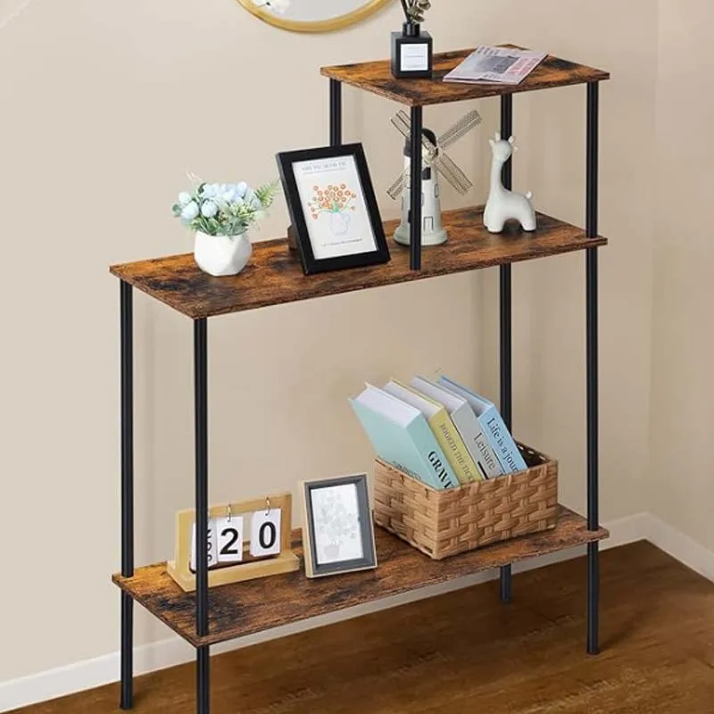 Industrial Console Table, 3 Tier Entryway Table, Narrow Sofa Table with Shelves for Entrance, Living Room, Hallway,Office,