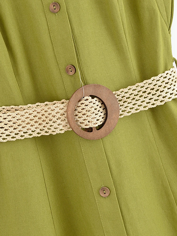 ملابس نسائية صيفية على الطراز الأوروبي والأمريكي نمط جديد عصري بلون سادة بدون أكمام فستان مريح وبسيط #4