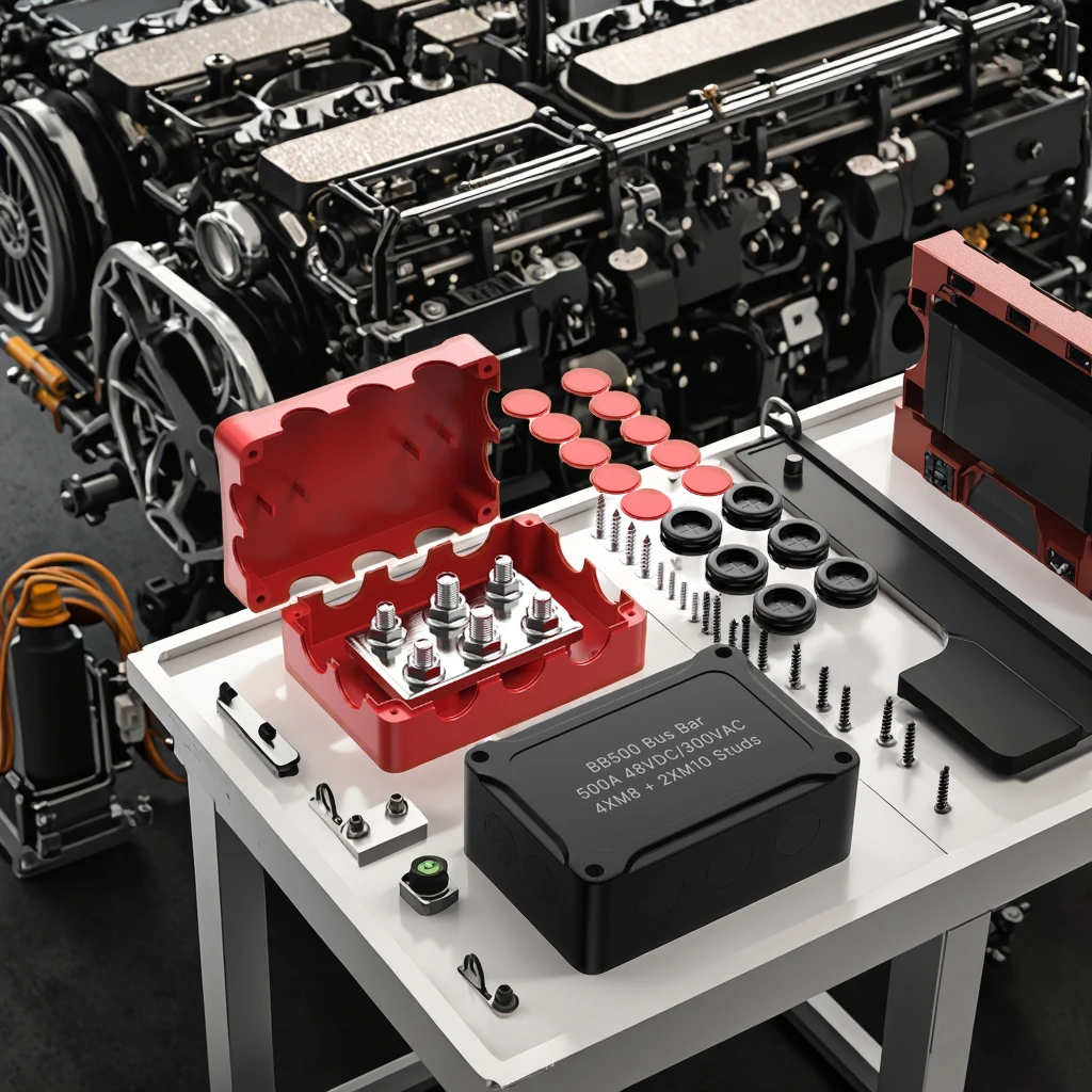 

Heavy Duty 500A Bus Bar Waterproof 48V DC Marine Battery Terminal Power Distribution Block With 4*5/16"(M8)+2*3/8"(M10) Studs