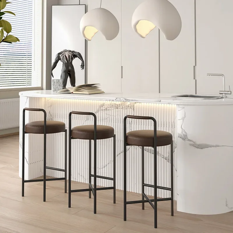 

Commercial Leisure Bar Chair: High Foot Dining Chair with Round Stool Back Nordic Style Elegance for Any Setting