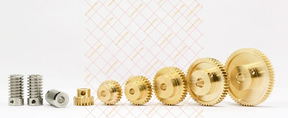 0.8 Module Precision Worm Gear Set, Stainless Steel & Copper Alloy, Ratio 1:20-60 for Custom Model Machinery