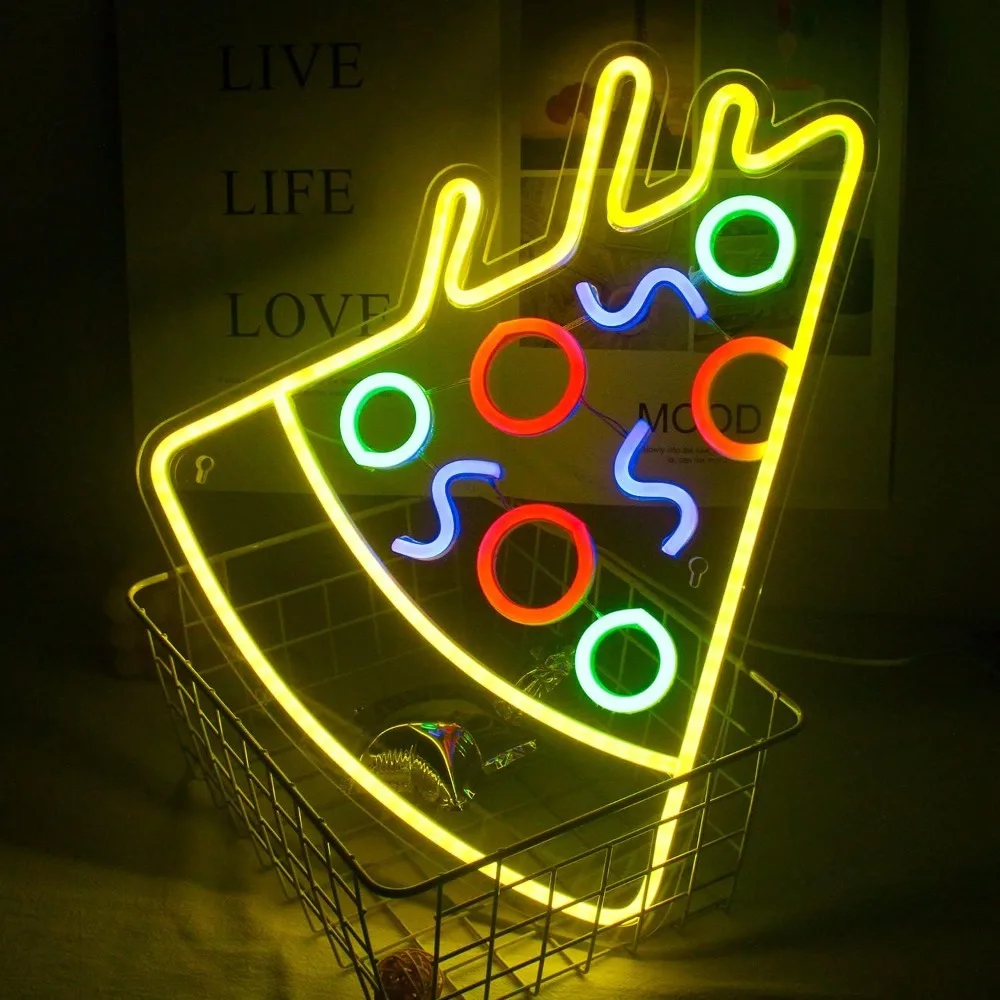 

Pizza Shaped Neon Sign,USB Powered LED Neon Lights Signs,for Pizzeria Kitchen Restaurant Bar Party Pub Cool Bedroom Decoration