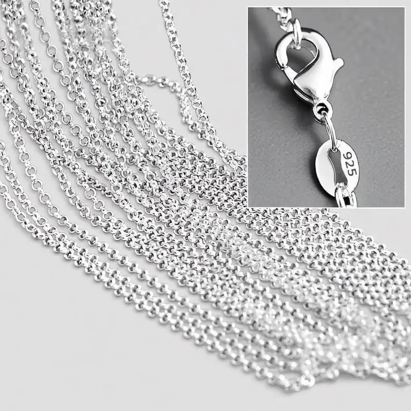 Wholesale 16-30 Inch 925 Sterling Silver 2.5mm Chain Necklace for Women Men 5Pcs Lobster Clasp Chains Jewelry Accessories